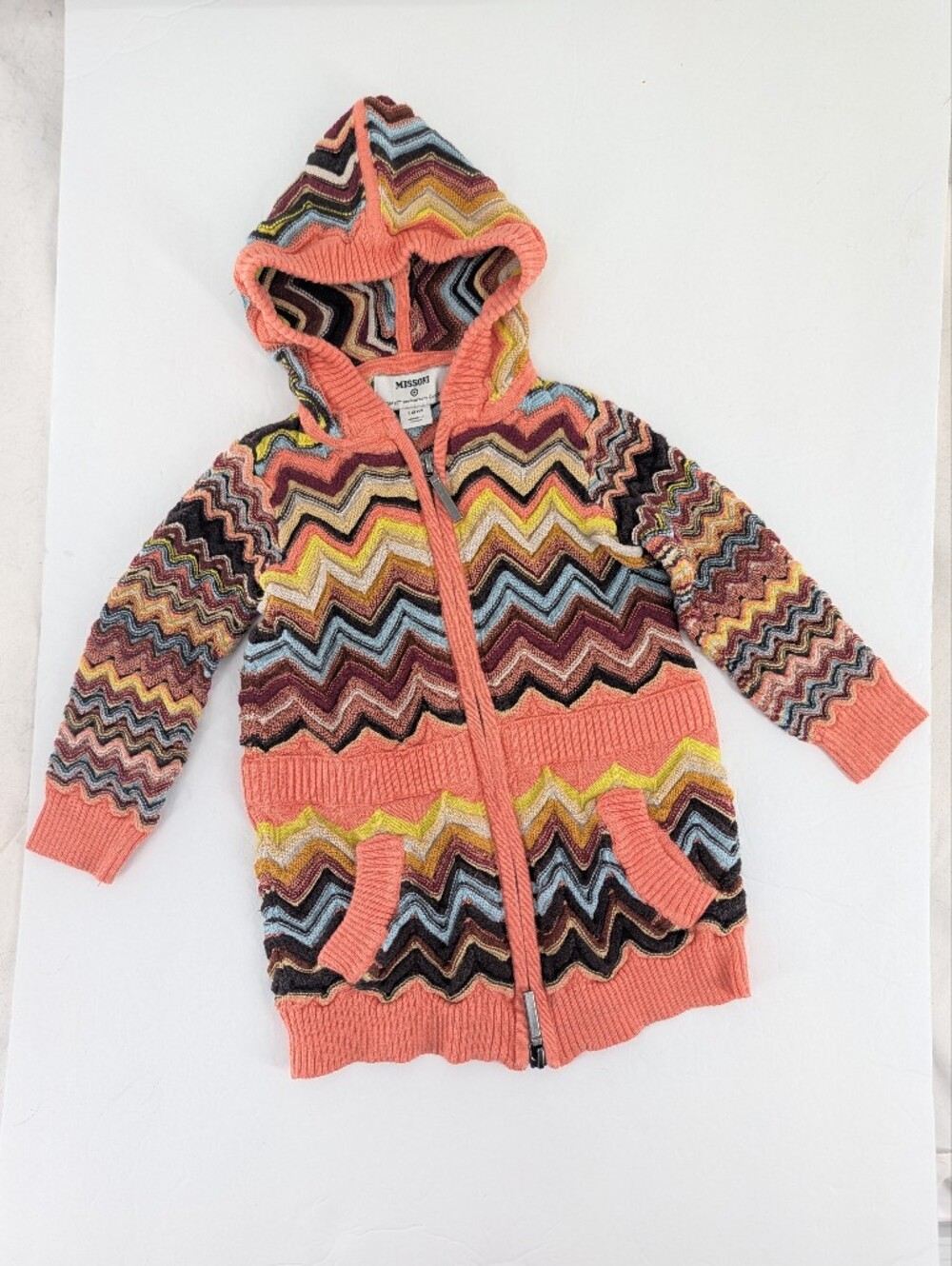 3/$20 Missoni For Target Girls Hooded Chevron Full Zip Sweater Cardigan Size 18M